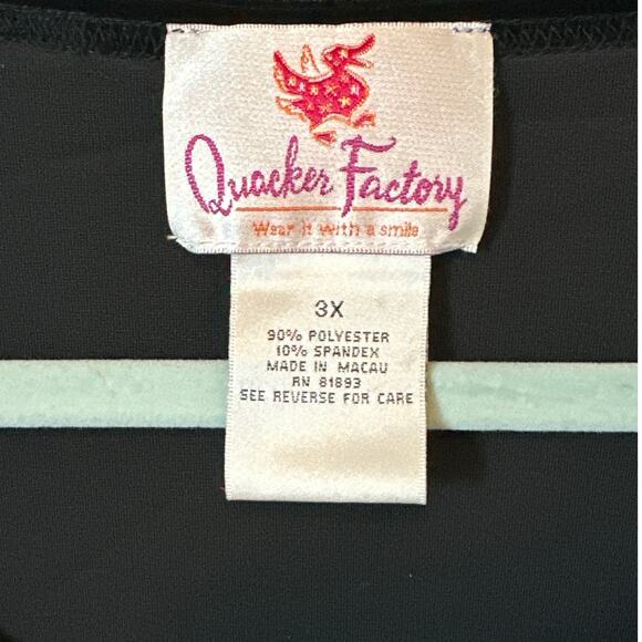 Quacker Factory Women's Velvet Rhinestone Blouse Top Black Size 3X Office Casual - Picture 5 of 9